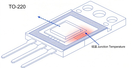 MOS管芯片结热传导路径示意图
